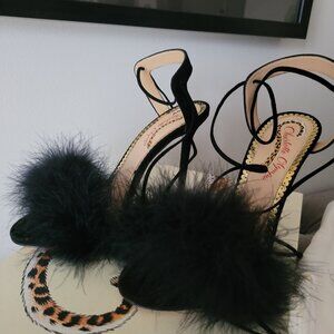 Charlotte Olympia Black Suede Salsa Sandals. Size 37.5
